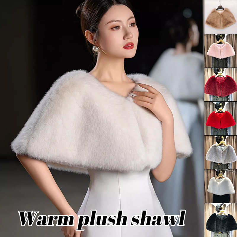 Stole Wedding Shawl - المرأة الشتاء فو الفراء شال أنيق