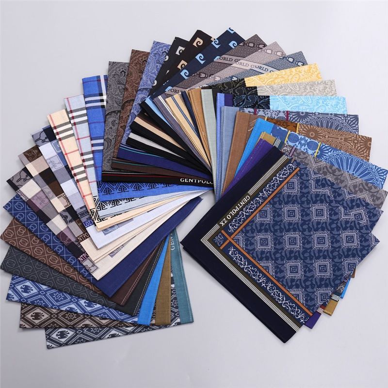 Pocket Square Set - 3 قطعة الرجال القطن الخالص المطبوعة