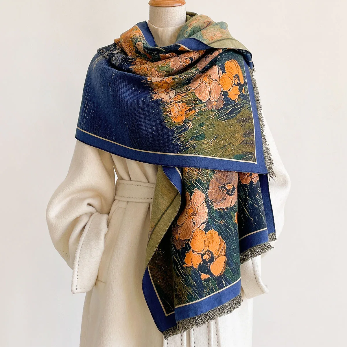Pashmina Wrap Large - وشاح نسائي من الكشمير الصناعي، شال