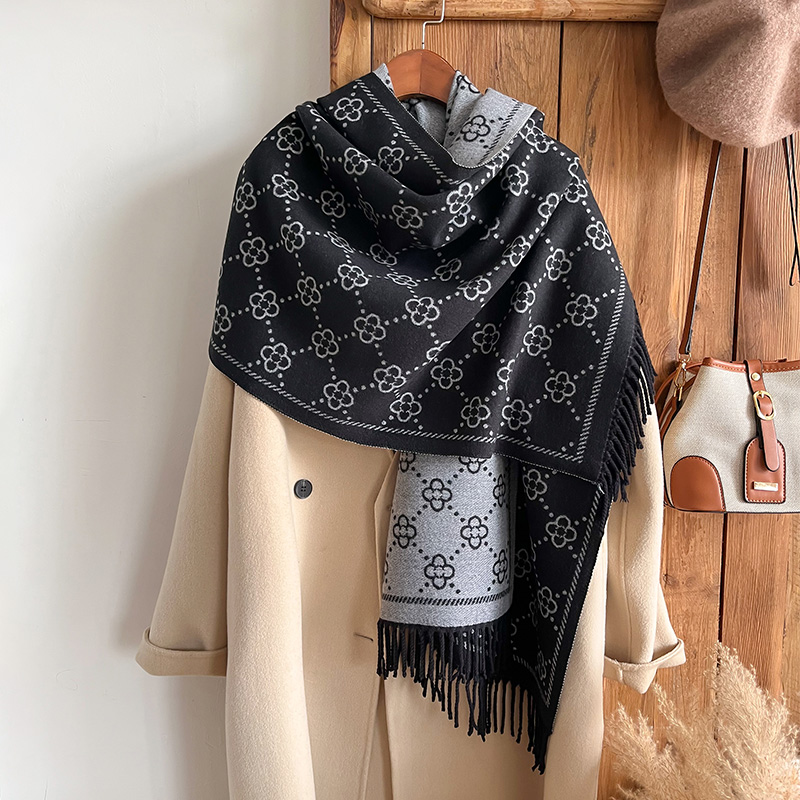 Woven Scarf Blanket - العلامات التجارية الجاكار تصميم الشتاء الوجهين