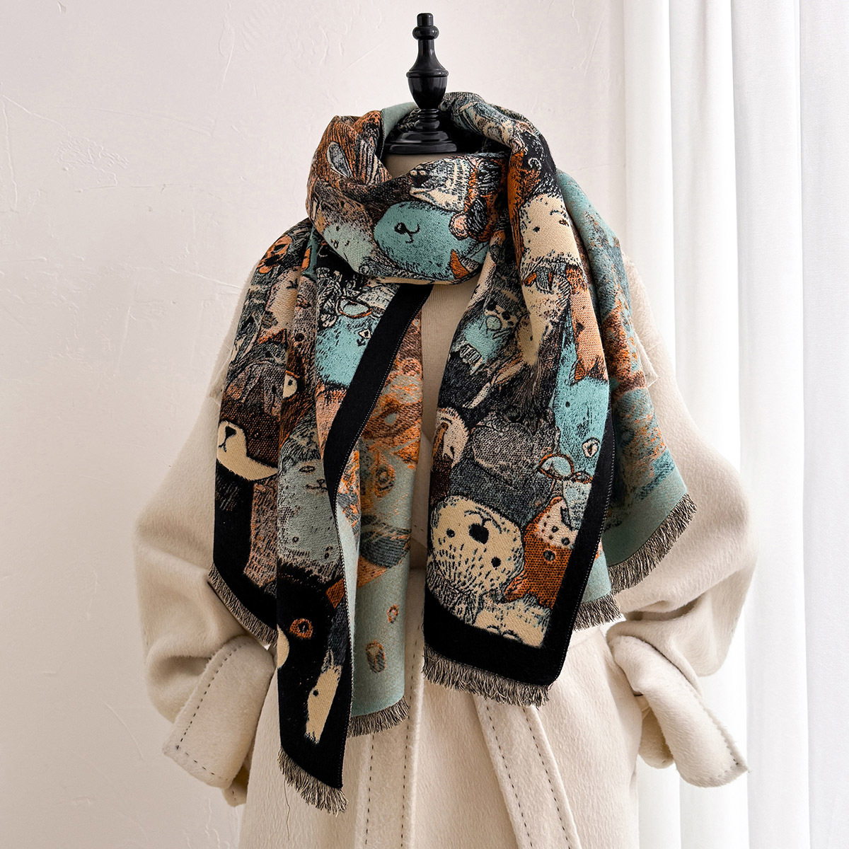 وشاح نسائي من الكشمير الصناعي، - مراجعة Woven Scarf Blanket وسعره