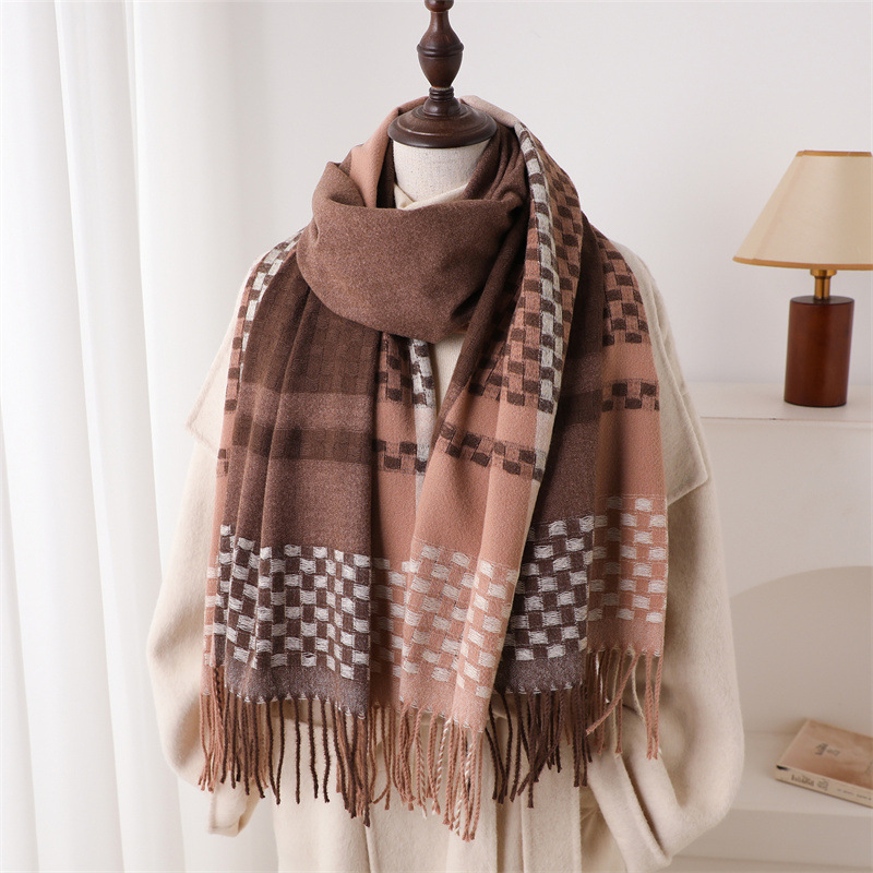وشاح نسائي فاخر من الكشمير بنق - مراجعة Woven Scarf Blanket وسعره