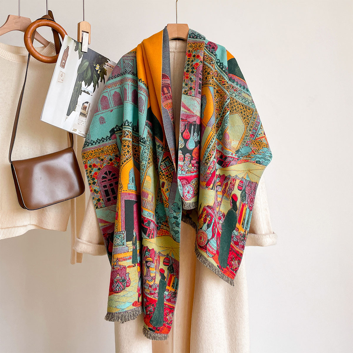 وشاح نسائي من الكشمير الصناعي  - مراجعة Woven Scarf Blanket وسعره