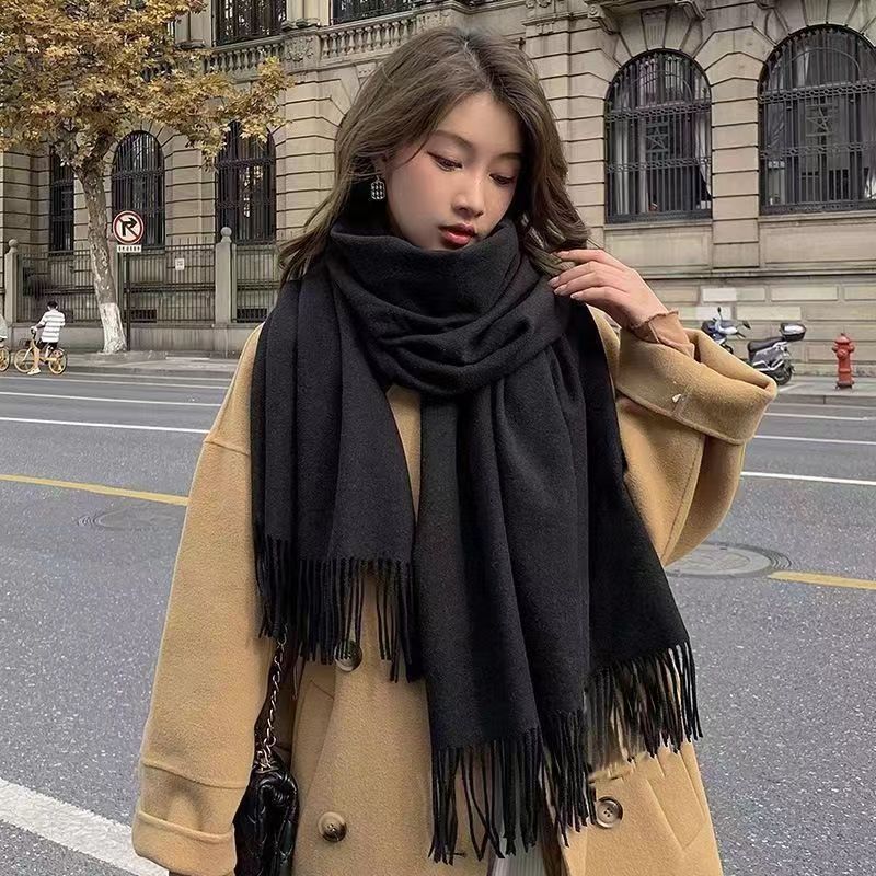 وشاح نسائي بلون موحد يشبه الكش - مراجعة Pashmina Wrap Large وسعره