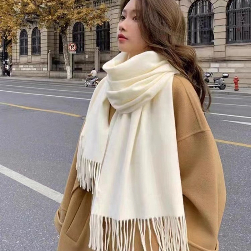 وشاح نسائي بلون موحد يشبه الكش - مراجعة Pashmina Wrap Large وسعره