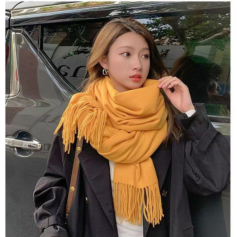 وشاح نسائي بلون موحد يشبه الكش - مراجعة Pashmina Wrap Large وسعره